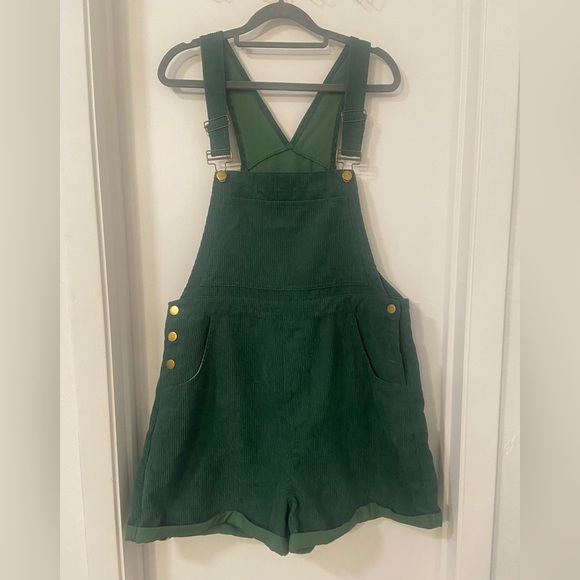 Cider XL green corduroy short overalls LIKE NEW - Picture 2 of 6